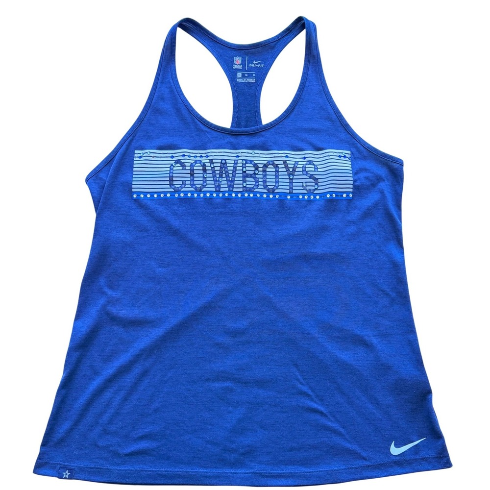 Nike Women Dallas Cowboys Rhinestone Dri-FIT Tank Top Sporty‎ Athletic Running